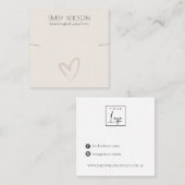 Elegant Simple Blush Heart Ketting Band Sjabloon  Vierkante Visitekaartje (Voorkant / Achterkant)