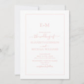 Elegant Simple Blush Pink Formal Monogram Weddensc Kaart (Voorkant)
