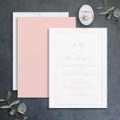 Elegant Simple Blush Pink Formal Monogram Weddensc Kaart