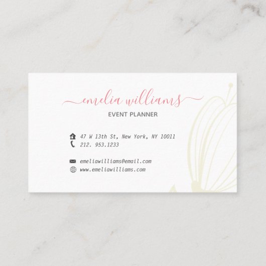 Elegant Simple Blush Pink Waterverf Signature Visitekaartje (Achterkant)