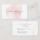 Elegant Simple Blush Pink Waterverf Signature Visitekaartje (Voorkant / Achterkant)