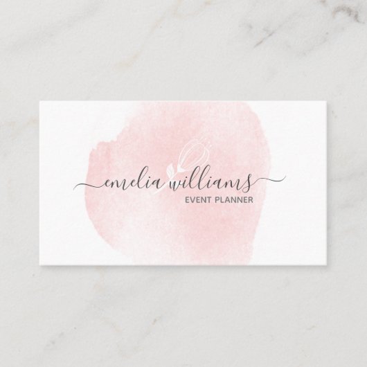Elegant Simple Blush Pink Waterverf Signature Visitekaartje (Voorkant)