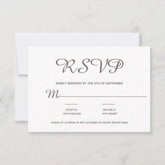 Elegant Simple Blush Script RSVP Kaartje (Voorkant)