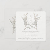 Elegant Simple Botanical Crest Monogram Weddenscha Kaart (Voorkant / Achterkant)