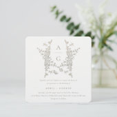 Elegant Simple Botanical Crest Monogram Weddenscha Kaart (Staand voorkant)