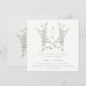 Elegant Simple Botanical Crest Monogram Weddenscha Kaart (Voorkant / Achterkant)