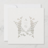 Elegant Simple Botanical Crest Monogram Weddenscha Kaart (Achterkant)