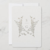 Elegant Simple Botanical Crest Monogram Weddenscha Kaart (Achterkant)