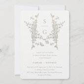 Elegant Simple Botanical Crest Monogram Weddenscha Kaart (Voorkant)