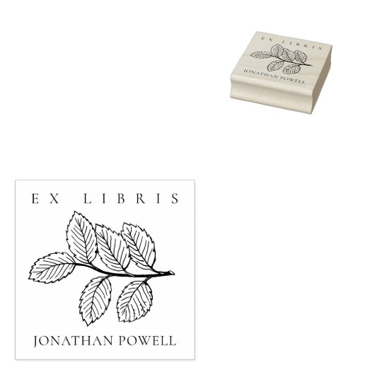 Elegant Simple Botanical laat aangepaste Ex Libris Rubberstempel (Gestempeld)