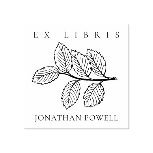 Elegant Simple Botanical laat aangepaste Ex Libris Rubberstempel (Afrduk)