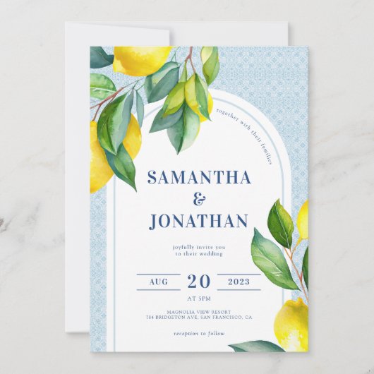 Elegant Simple Botanical Mediterranean Wedding Kaart (Voorkant)
