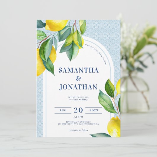 Elegant Simple Botanical Mediterranean Wedding Kaart (Staand voorkant)