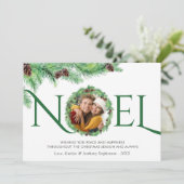 Elegant Simple Botanical Pine WreatnoEL 1 Foto Feestdagenkaart (Staand voorkant)