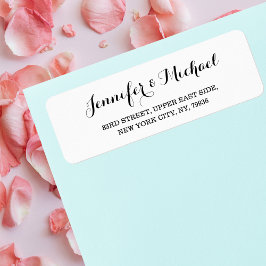 Elegant Simple Bride Groom Weddings Return Address Etiket