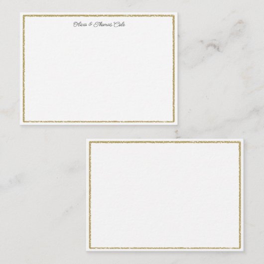 Elegant Simple Brushed Gold Lijst Wedding Couple Notitiekaartje (Voorkant / Achterkant)