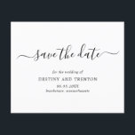 Elegant Simple Budget Wedding Save the Date<br><div class="desc">Eenvoudige niet-fotobudgetbruiloft Sparen de Datum met een schoon en minimalistisch ontwerp dat een elegante aanraking met "sparen de datum"in manuscript met spoelen bevat. Een modern zwart-wit sparen de Datum zonder afbeeldingen die prachtig met om het even welke stijl van bruiloft coördineert.</div>