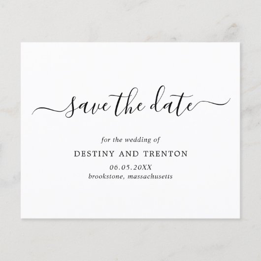 Elegant Simple Budget Wedding Save the Date Flyer (Voorkant)