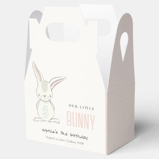 Elegant Simple Bunny Pink Blush Kids Birthday Bedankdoosjes (Geopend)