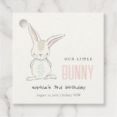 Elegant Simple Bunny Pink Blush Kids Birthday Bedankjes Labels (Voorkant)