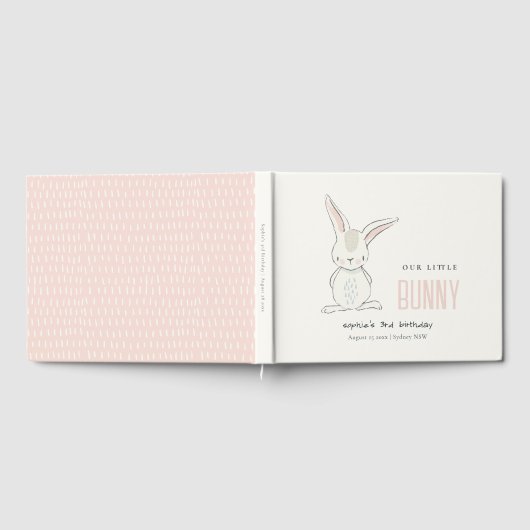 Elegant Simple Bunny Pink Blush Kids Birthday Gastenboek (Volledig)