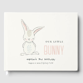 Elegant Simple Bunny Pink Blush Kids Birthday Gastenboek