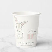 Elegant Simple Bunny Pink Blush Kids Birthday Papieren Bekers (Achterkant)