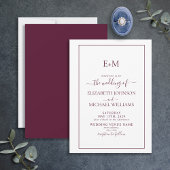 Elegant Simple Burgundy Formal Monogram Weddenscha Kaart
