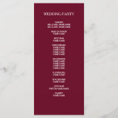Elegant Simple Burgundy Red Custom Wedding Program Programmakaart (Achterkant)