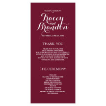 Elegant Simple Burgundy Red Custom Wedding Program