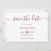 Elegant Simple Burgundy Wedding Save the Date (Voorkant)