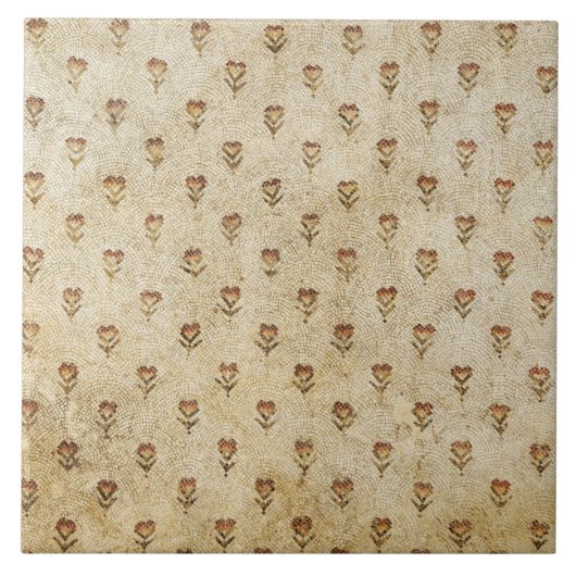 ELEGANT SIMPLE BYZANTINE MOSAIC FLOWERS Antique  Tegeltje (Voorkant)