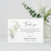 Elegant Simple Calla Lily Eucalyptus Sympathy Bedankkaart (Staand voorkant)