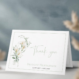 Elegant Simple Calla Lily Eucalyptus Sympathy Bedankkaart