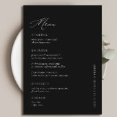 Elegant Simple Calligraphy Black Wedding Menu