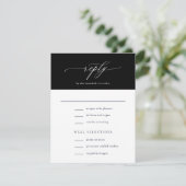 Elegant Simple Calligraphy Black Wedding RSVP Kaartje (Staand voorkant)