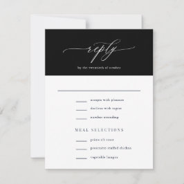 Elegant Simple Calligraphy Black Wedding RSVP Kaartje