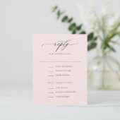 Elegant Simple Calligraphy Blush Pink Wedding RSVP Kaartje (Staand voorkant)