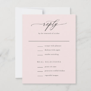 Elegant Simple Calligraphy Blush Pink Wedding RSVP Kaartje