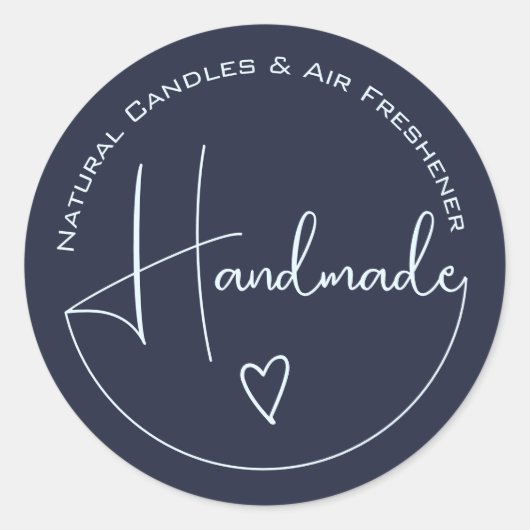 Elegant Simple Calligraphy Handmade Heart Blue Ronde Sticker (Voorkant)