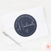 Elegant Simple Calligraphy Handmade Heart Blue Ronde Sticker (Envelop)