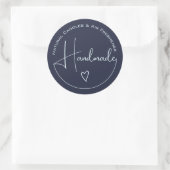 Elegant Simple Calligraphy Handmade Heart Blue Ronde Sticker (Tas)