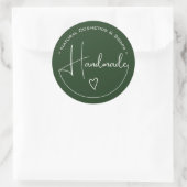 Elegant Simple Calligraphy Handmade Heart Green Ronde Sticker (Tas)