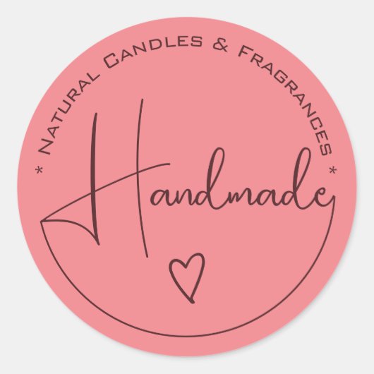 Elegant Simple Calligraphy Handmade Heart Labels (Voorkant)