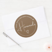 Elegant Simple Calligraphy Homemade Heart Brown Ronde Sticker (Envelop)