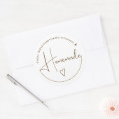 Elegant Simple Calligraphy Homemade Heart White Ronde Sticker (Envelop)