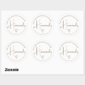 Elegant Simple Calligraphy Homemade Heart White Ronde Sticker (Vel)