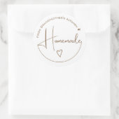 Elegant Simple Calligraphy Homemade Heart White Ronde Sticker (Tas)