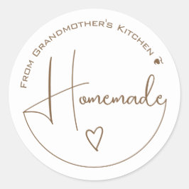 Elegant Simple Calligraphy Homemade Heart White Ronde Sticker