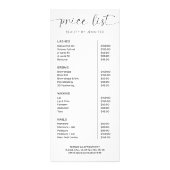 Elegant Simple Calligraphy Logo Beauty Price List Reclamekaart (Voorkant)
